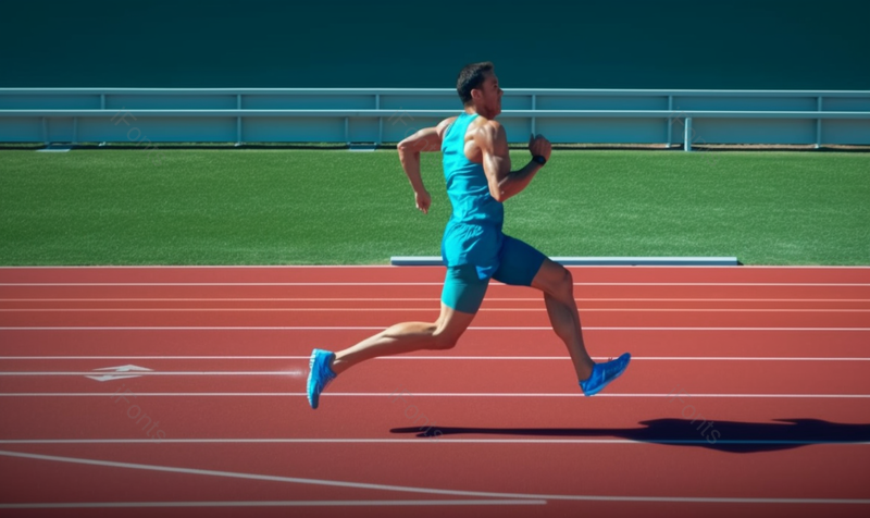 白天精力充沛的运动员在运动场完成训练摄影背景,高清,摄影图,摄影图片,图片大全,摄影图免费下载